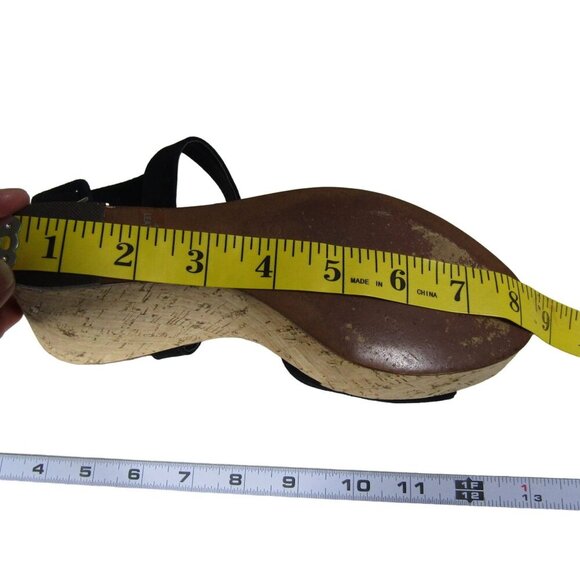 J. CREW PLATFORM Wedge Black Suede Leather Slingback Sandals Shoes Y2K ITALY 9 M - Picture 10 of 11